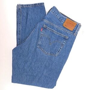 Levi's 501 Jeans Mens 32x28 Distressed Blue Denim Button Fly Straight Fit Grunge